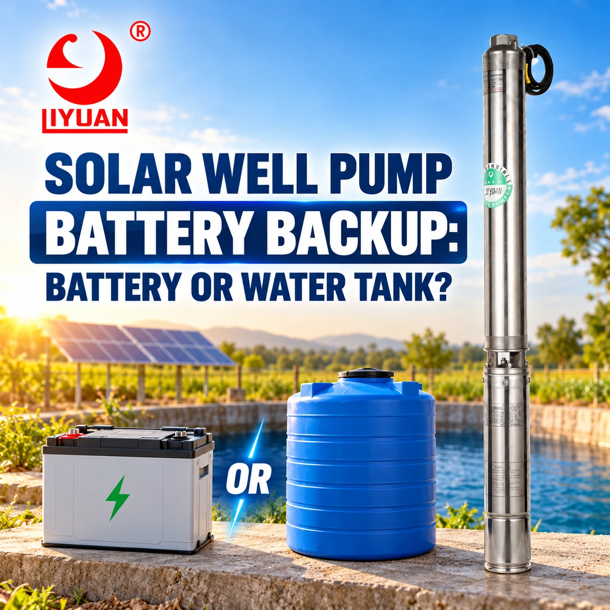 Solar Well Pump Battery Backup Compared With An Elevated Water Tank And A Ground-Level Tank With A Booster Pump